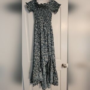 Francescas Green Floral Split Dress